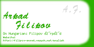 arpad filipov business card